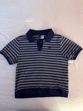 H&M Navy & White Striped Polo Shirt